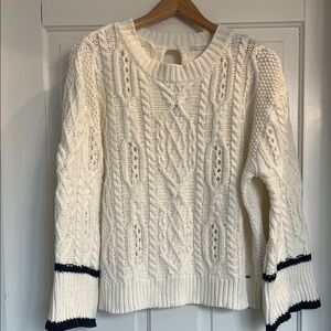 Q2 Cream and Black Cable Knit Sweater